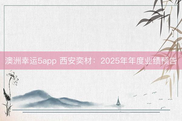 澳洲幸運(yùn)5app 西安奕材:2025年年度業(yè)績(jī)預(yù)告